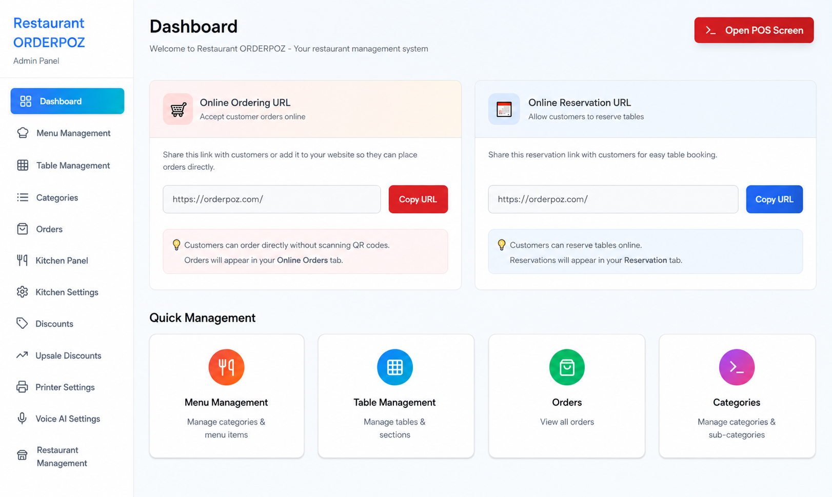 OrderPOZ restaurant ordering platform preview