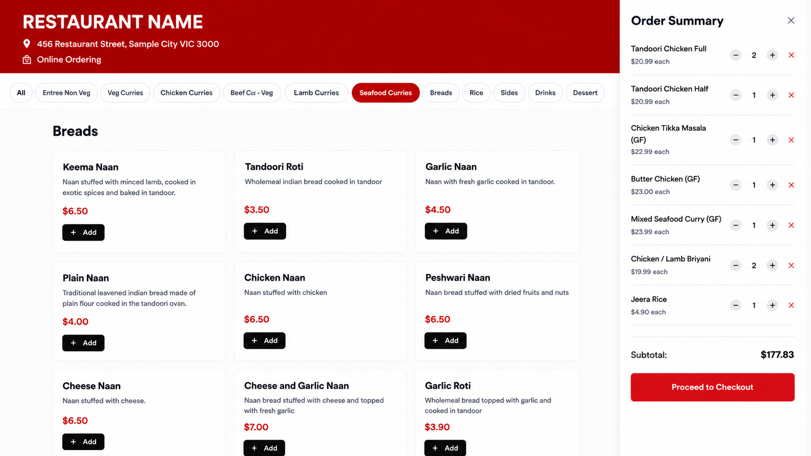 OrderPOZ direct online ordering screen